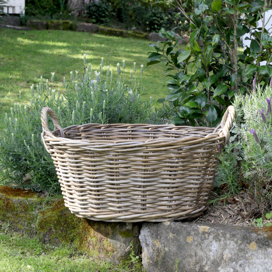 Cooper Washing Basket Antique Grey Cane, a practical basket for household storage or display