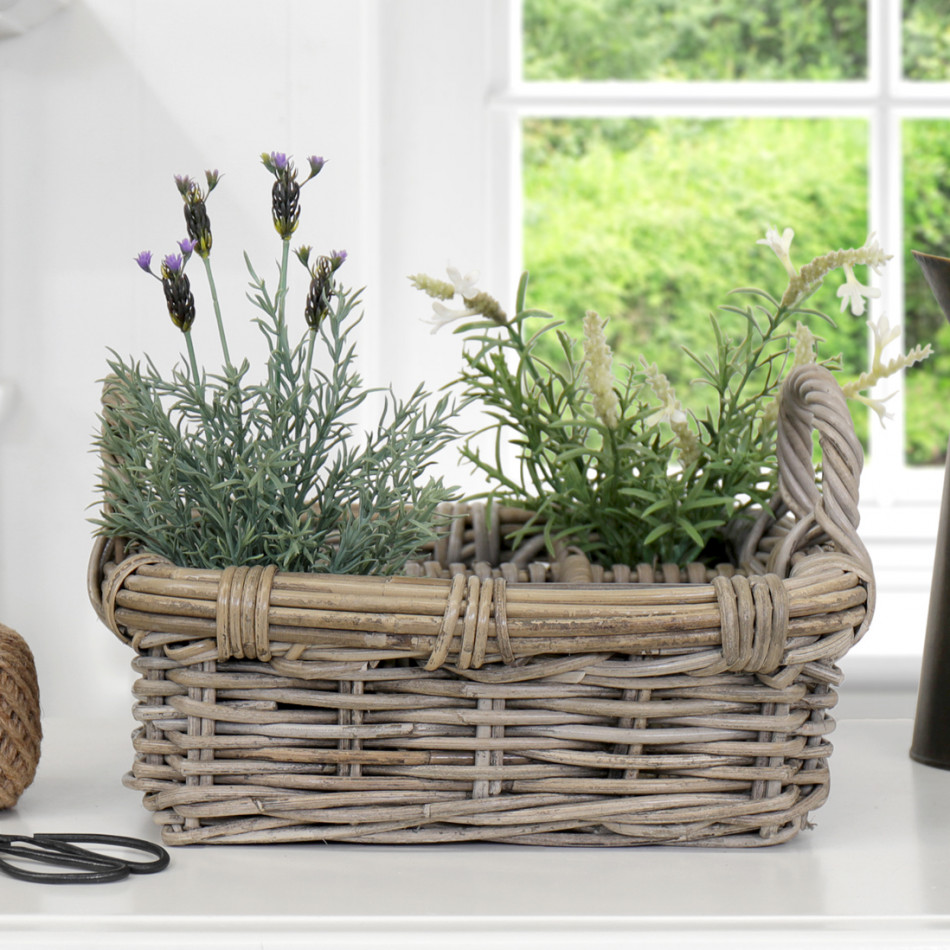 Small Daylesford Herb Rattan Basket / Caddy, woven storage basket