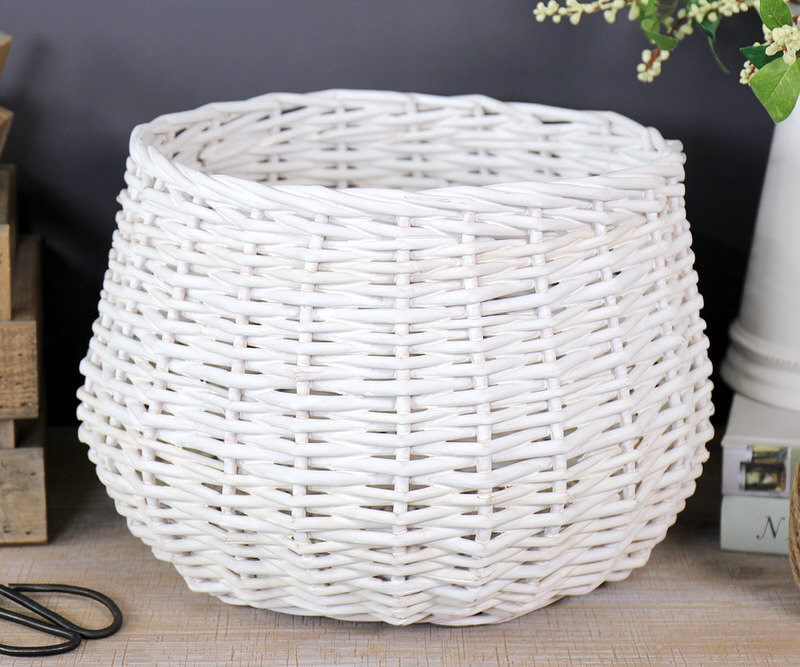 Large Chatton White Basket Planter
