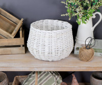 Large Chatton White Basket Planter