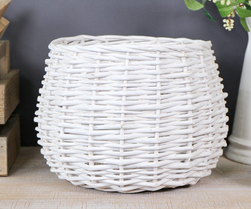 Small Chatton White Basket Planter