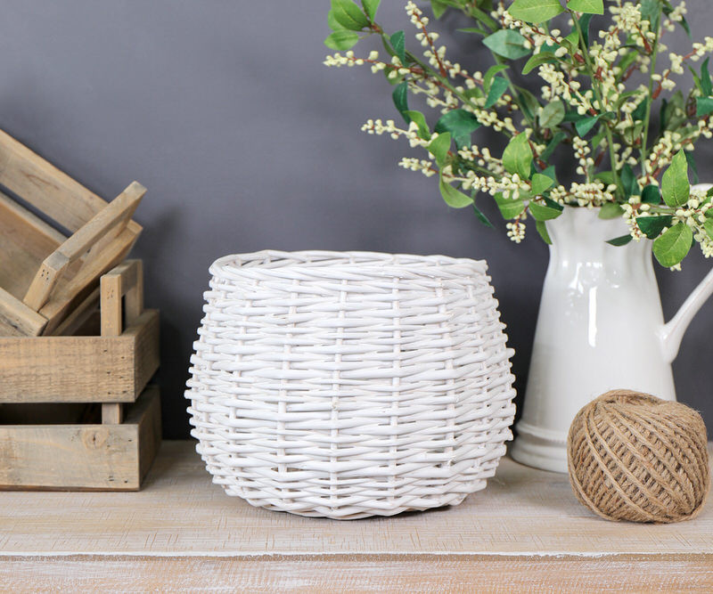 Small Chatton White Basket Planter