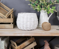 Small Chatton White Basket Planter