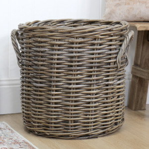 Medium Trentham Round Rattan Basket, woven storage basket