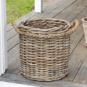 Stonefields Round Rattan Basket - Small, woven storage basket