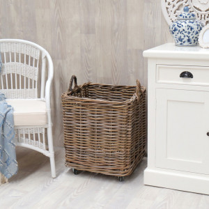 Amalfi Wheeled Square Laundry Basket - Large, a practical basket for organising household items or creating a display