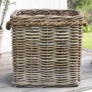 Large Flintwood Square Rattan Basket, woven storage basket