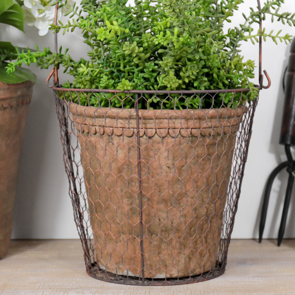 Large Marseille Wire Pot Cover, a decorative container for displaying plants