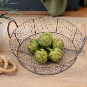Large Grange Wire Basket with Handles, woven storage basket