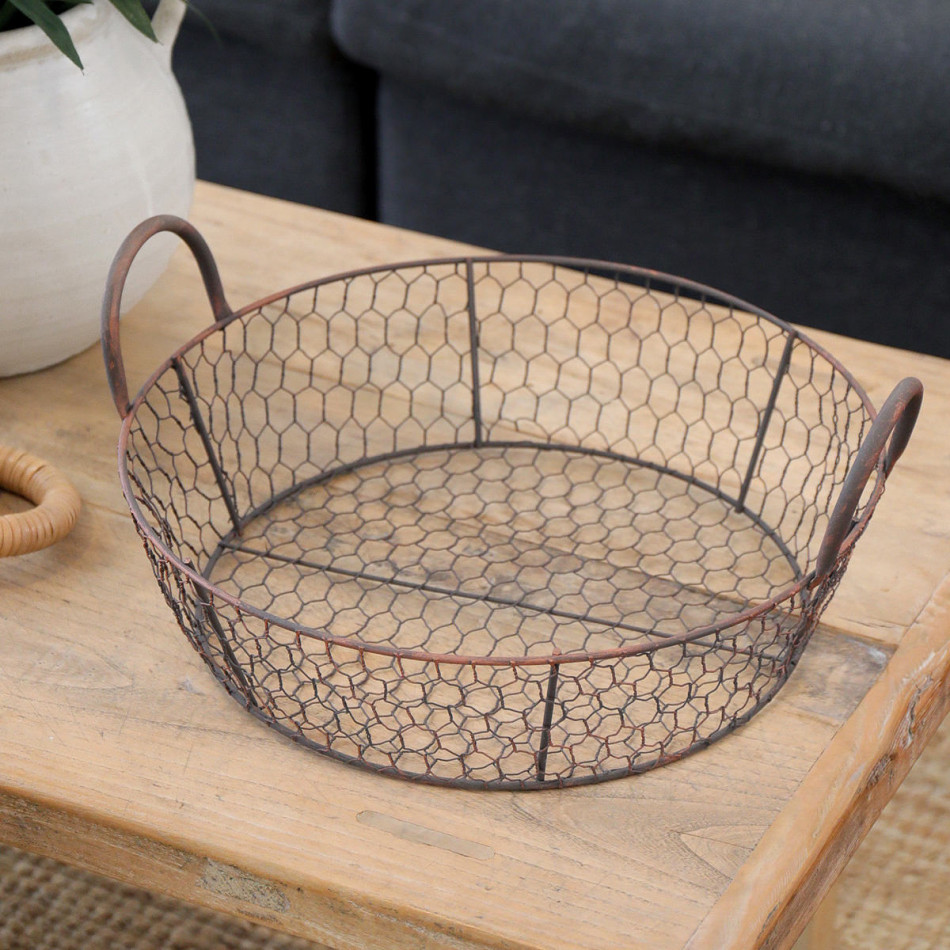 Medium Grange Wire Basket with Handles, woven storage basket