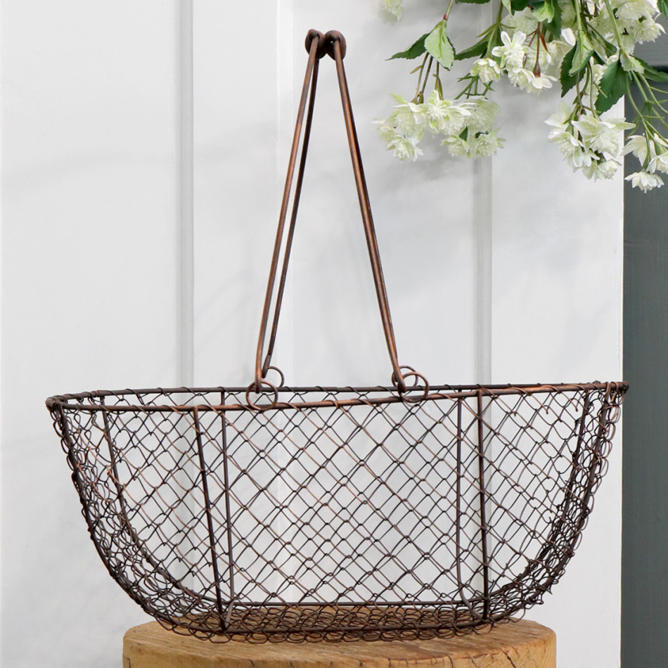 Large Wickford Wire Basket, woven storage basket