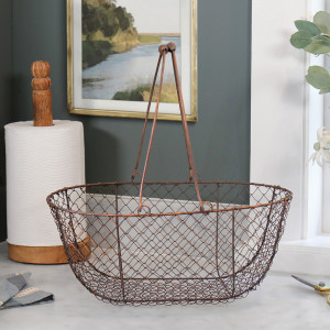 Large Wickford Wire Basket, designed as a versatile storage accent for an interior space