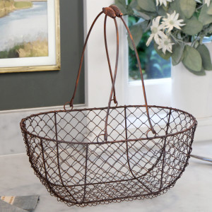 Medium Wickford Wire Basket, woven storage basket