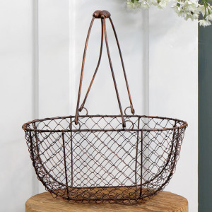 Small Wickford Wire Basket, woven storage basket