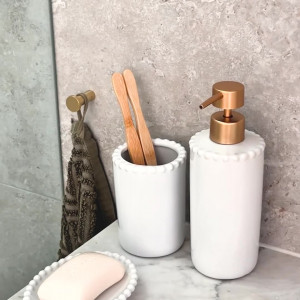 Louisa Beaded White Bathroom Cup