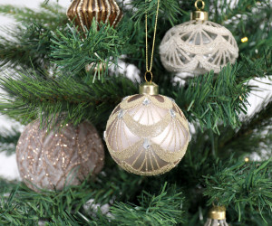 Champagne Jewel Glass Tree Bauble