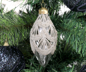 Champagne Lace Drop Christmas Bauble