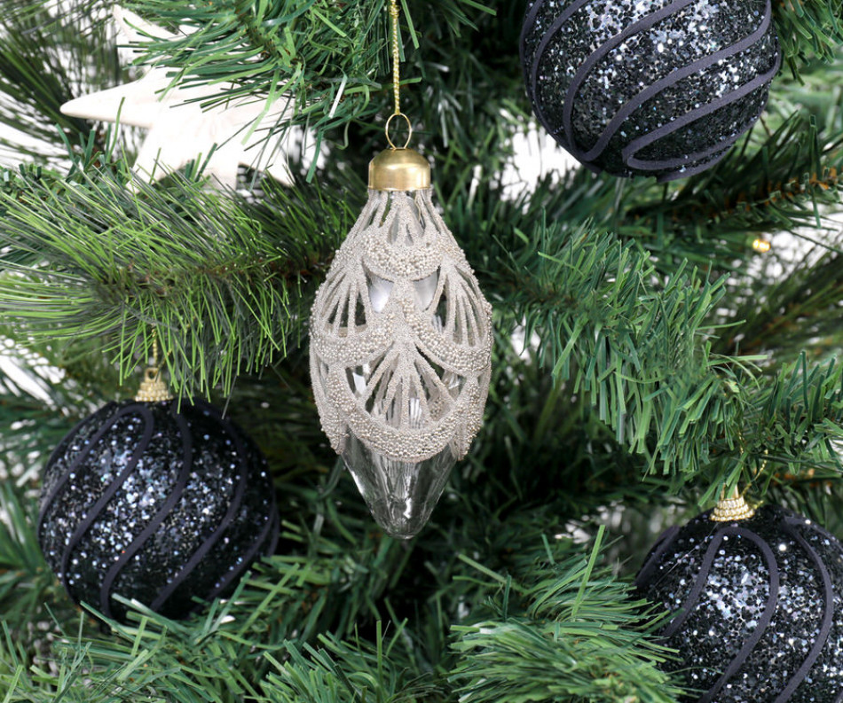 Champagne Lace Drop Christmas Bauble