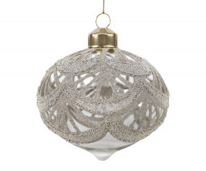 Champagne Lace Onion Christmas Bauble