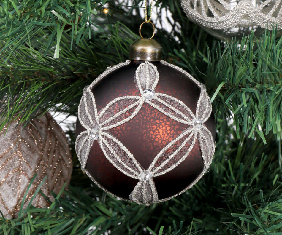 Chestnut Petal Glass Tree Bauble