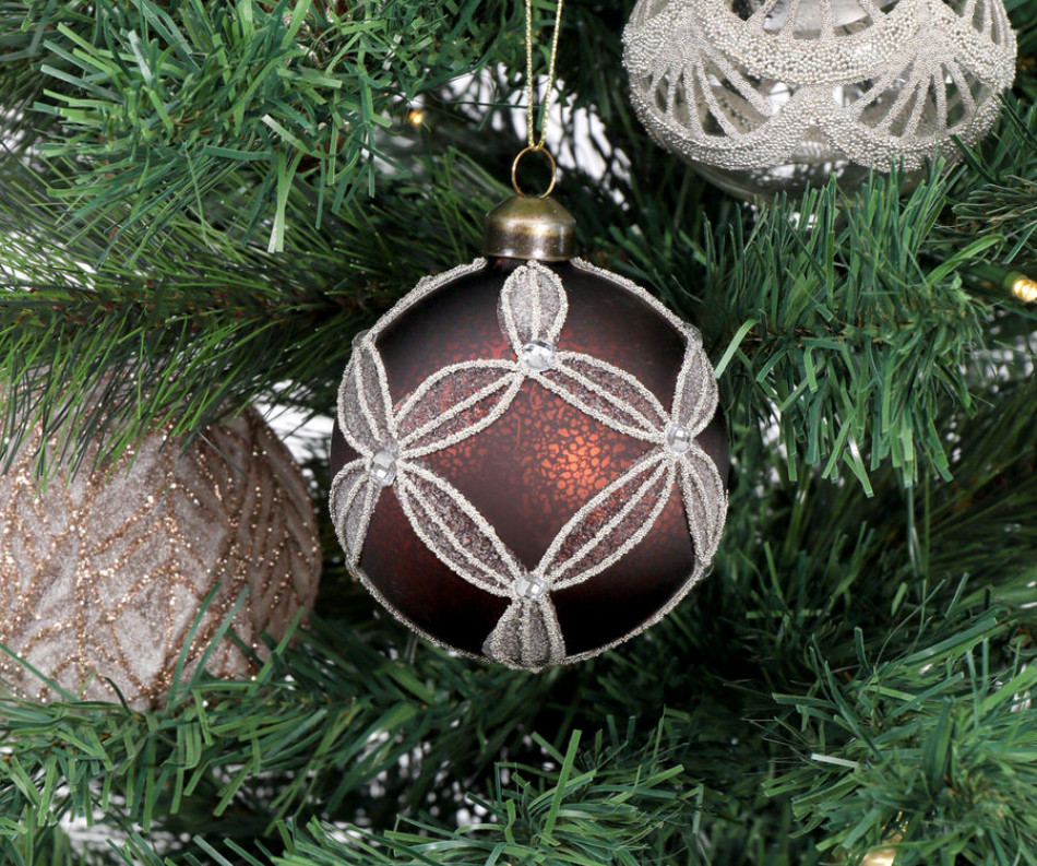 Chestnut Petal Glass Tree Bauble