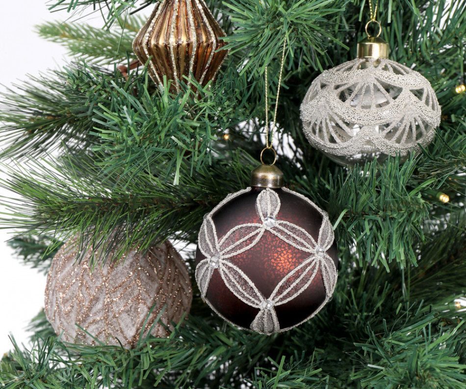 Chestnut Petal Glass Tree Bauble