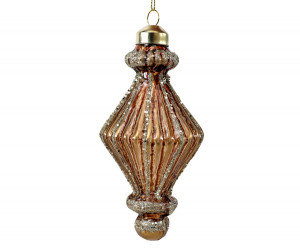 Copper Diamond Finial Glass Tree Bauble
