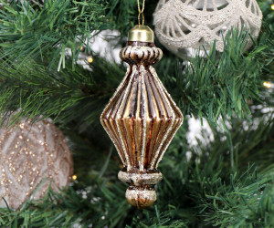 Copper Diamond Finial Glass Tree Bauble