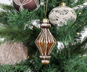 Copper Diamond Finial Glass Tree Bauble