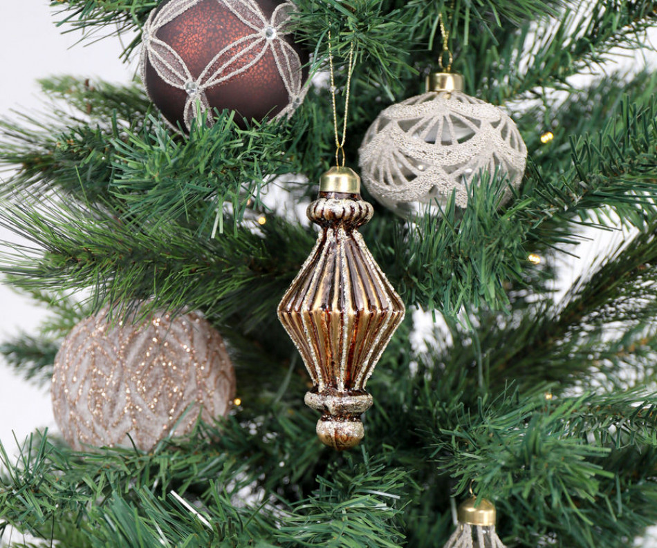 Copper Diamond Finial Glass Tree Bauble