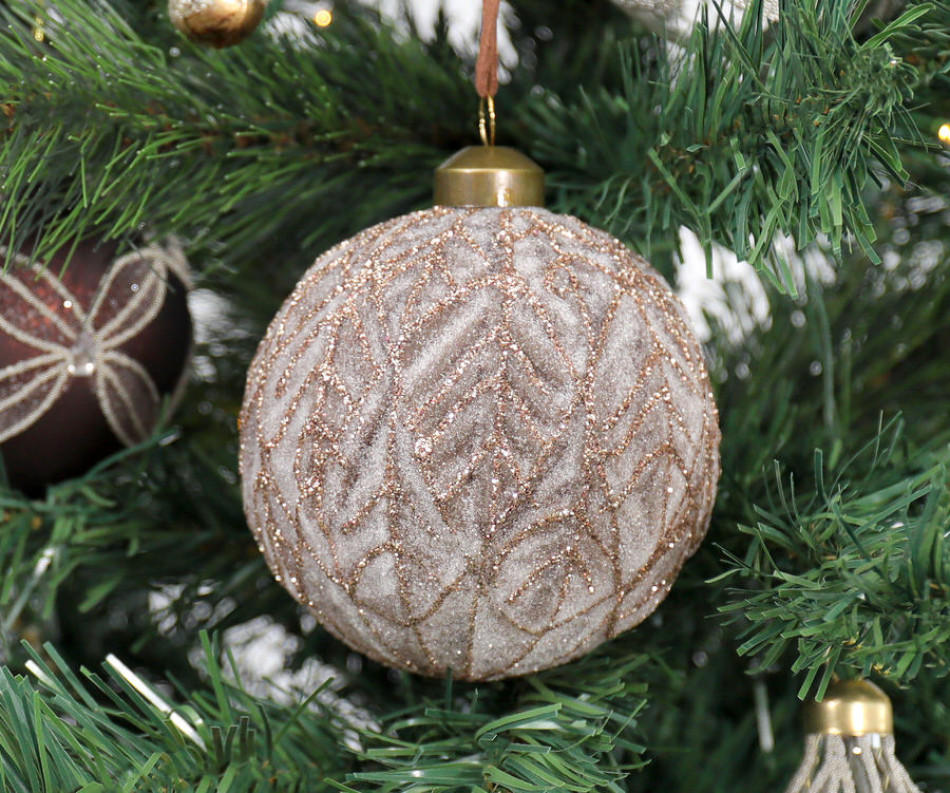 Copper Leaf Glass Tree Bauble