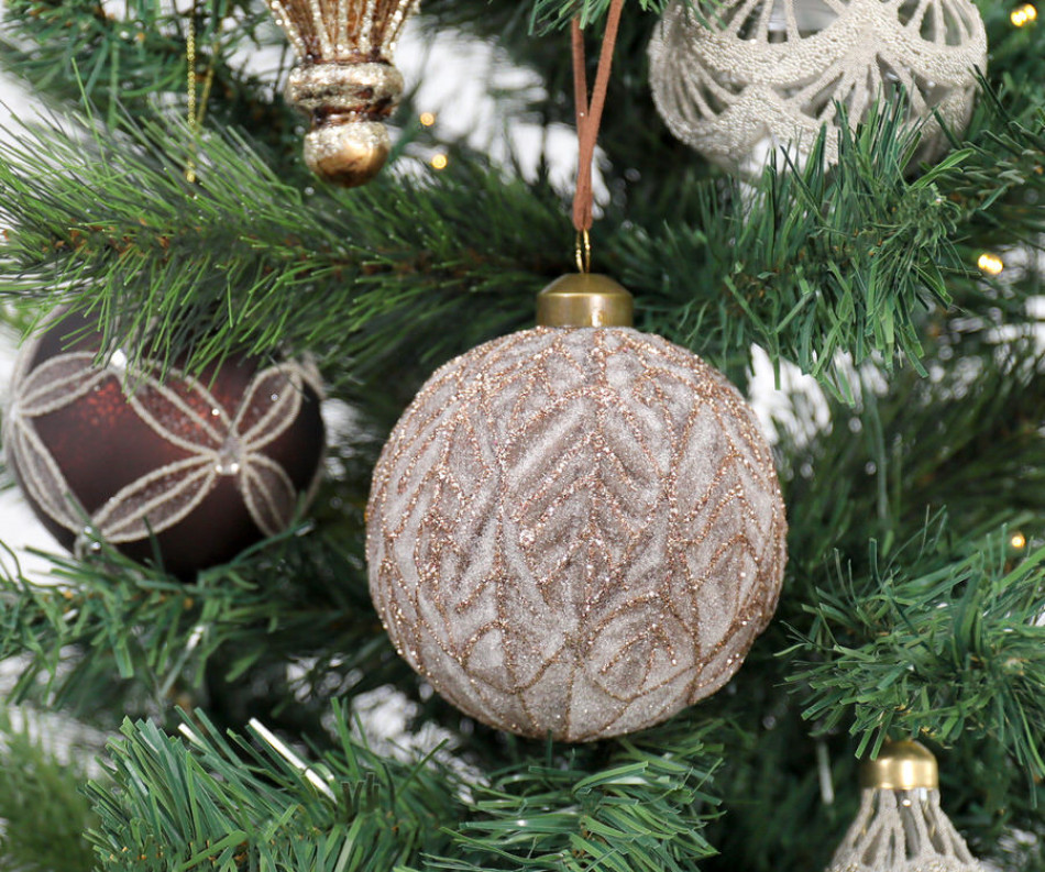 Copper Leaf Glass Tree Bauble