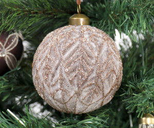 Copper Leaf Glass Tree Bauble