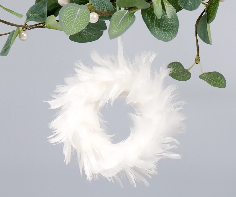 White Feather Wreath Tree Bauble Beautiful home decor at French Knot