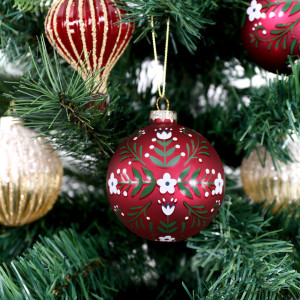 Red Folklore Glass Christmas Bauble