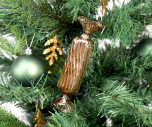 Set 3 Gold Candy Glass Tree Baubles