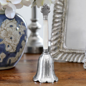 Fleur Silver Bell with Bone Handle, decorative home accessory