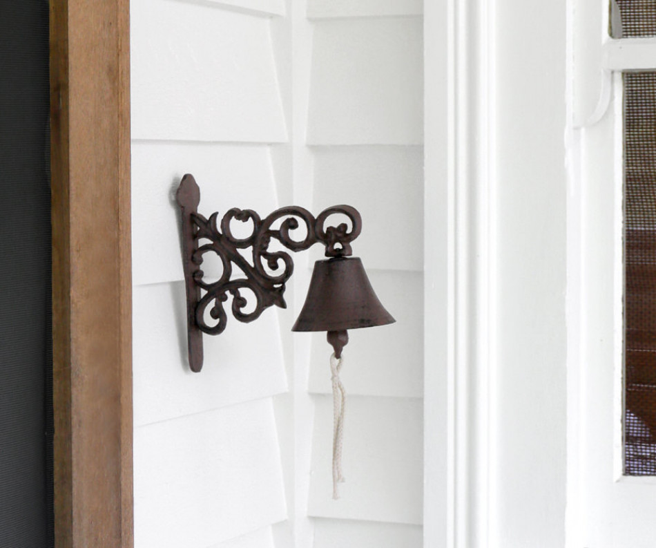 Wilton Vintage Wall Bell Scroll Detail - Cast Iron Doorbell