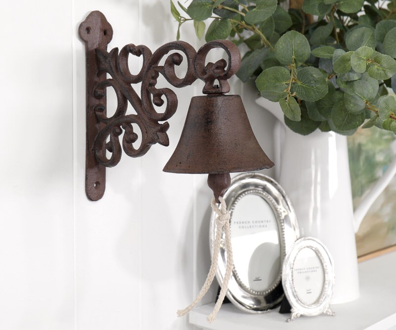 Wilton Vintage Wall Bell Scroll Detail - Cast Iron Doorbell