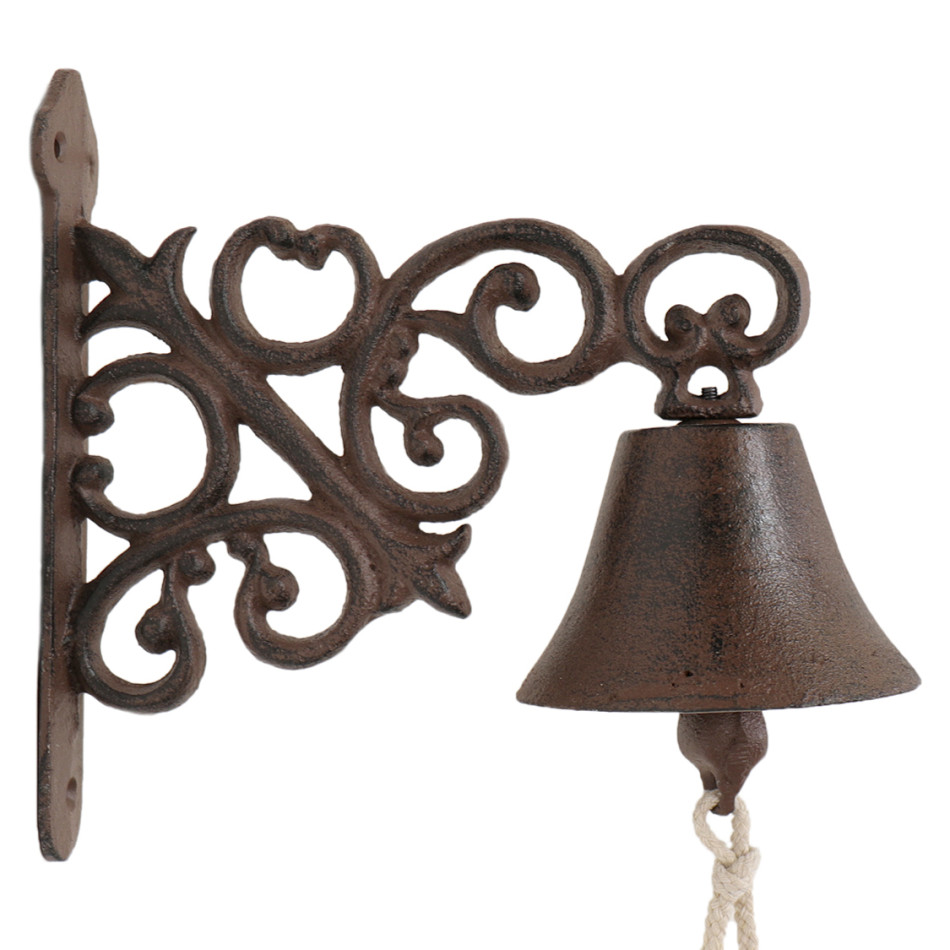Wilton Vintage Wall Bell Scroll Detail - Cast Iron Doorbell, shown as a standalone product for clear identification