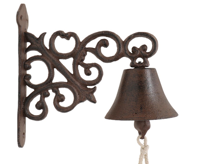 Wilton Vintage Wall Bell Scroll Detail - Cast Iron Doorbell