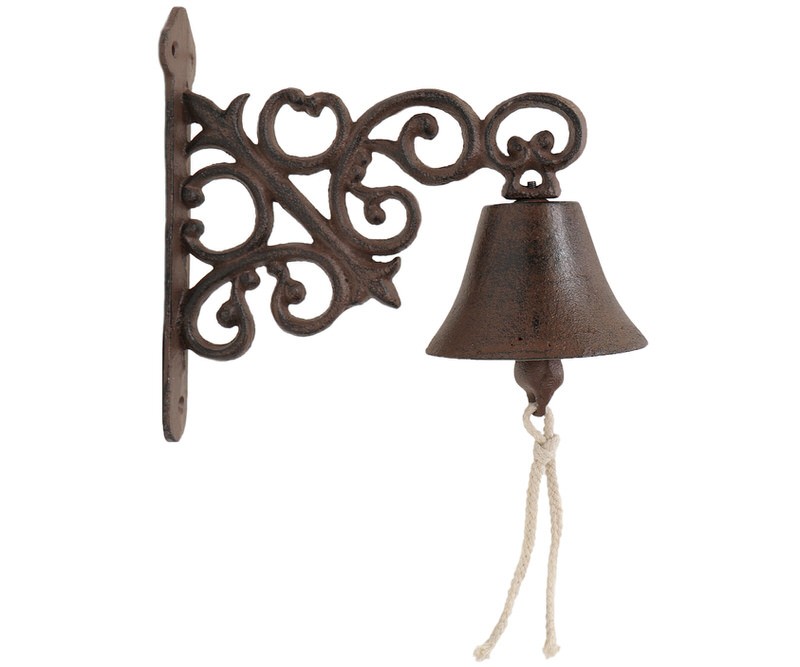 Wilton Vintage Wall Bell Scroll Detail - Cast Iron Doorbell