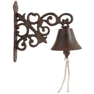 Wilton Vintage Wall Bell Scroll Detail - Cast Iron Doorbell, presented as a standalone item for straightforward product identification