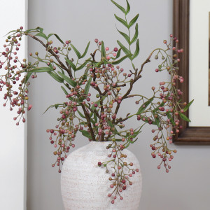 Pink Pepper Berry Spray, decorative artificial flower or foliage stem
