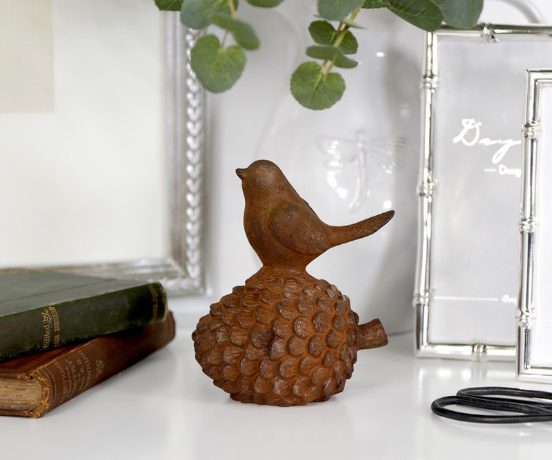 Redbridge Rusty Iron Bird on Pine Cone