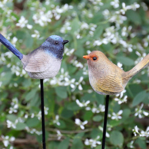 Set 2 Fairy Wren Stakes Garden Decor