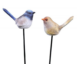 Set 2 Fairy Wren Stakes Garden Decor