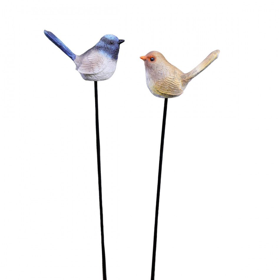 Set 2 Fairy Wren Stakes Garden Decor, a decorative accent for shelf or tabletop display