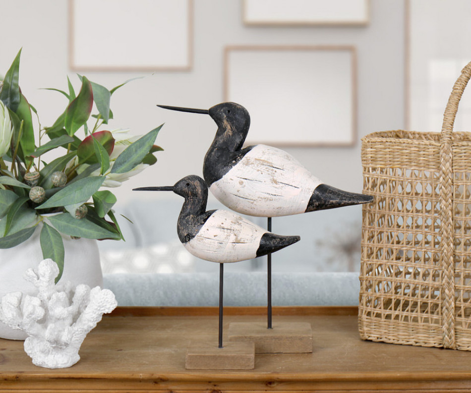 Set 2 Black Oystercatcher Birds on Stands