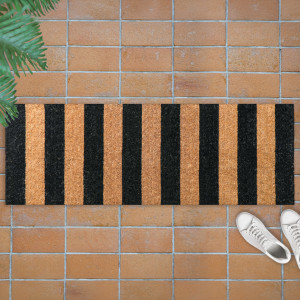 Black Stripes Long Doormat - PVC Backed, an entrance mat designed for a doorway